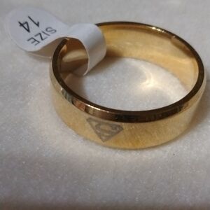 Gold tone men's wedding band ring size 14 NWT (sku 375)
